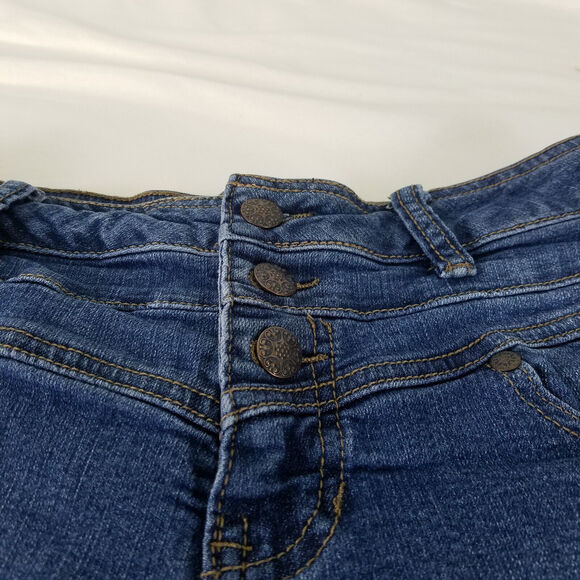 Blue Spice Denim Shorts Juniors 3 Blue Jean Low Rise Triple Button Medium Wash - Picture 7 of 12